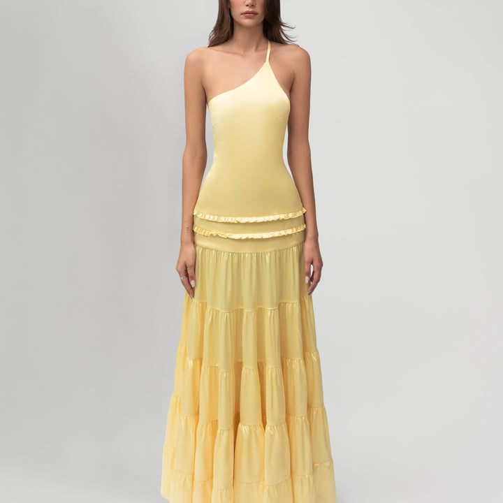 Vestido largo satinado con espalda abierta Modern Athena elegante y sensual