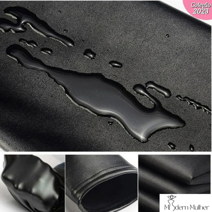 Pantalón femenino moldeador de cuero afelpado negro