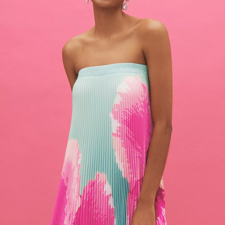 Vestido Longo Plissado Foral Modern Jasminy