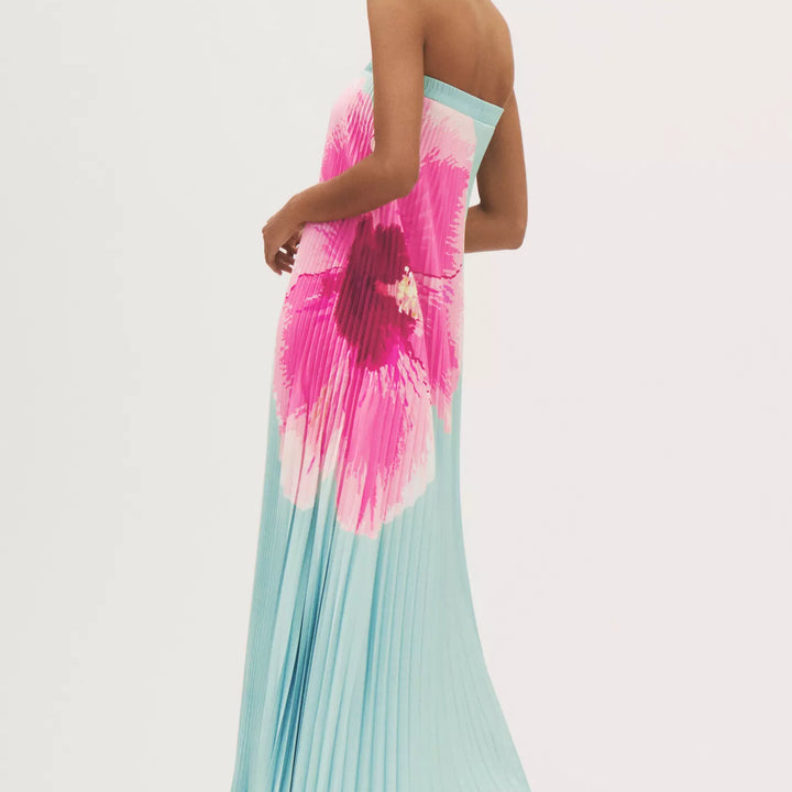 Vestido Longo Plissado Foral Modern Jasminy