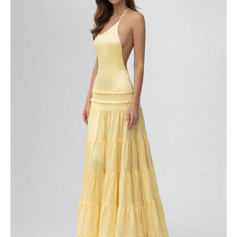 Vestido largo satinado con espalda abierta Modern Athena elegante y sensual