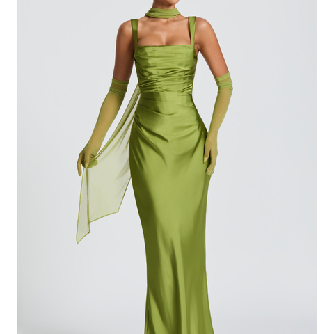 Vestido largo de satén con pañuelo Modern Viena