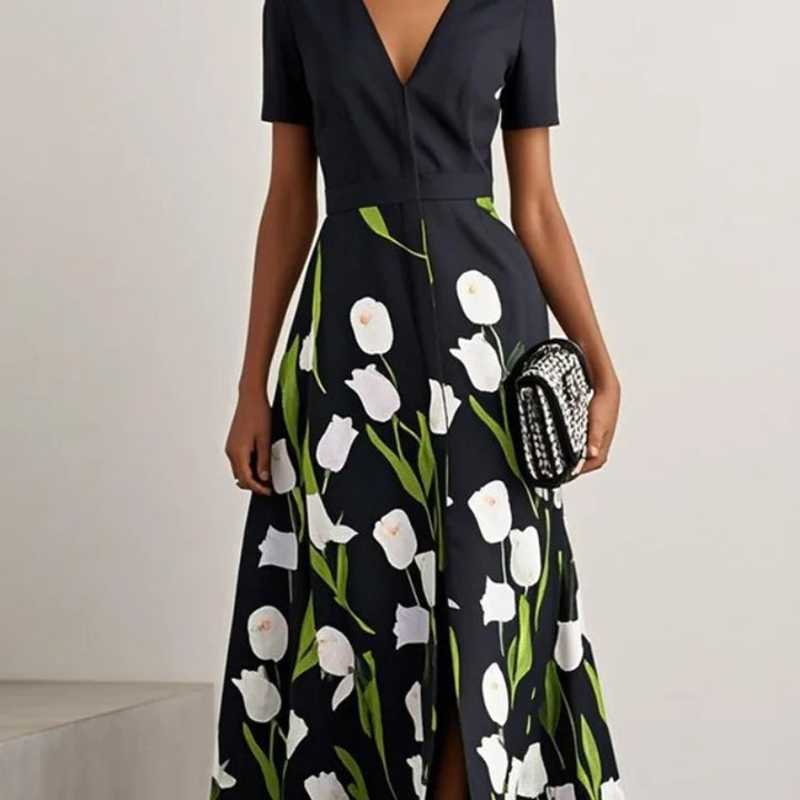 Vestido largo floral con abertura Modern Milla