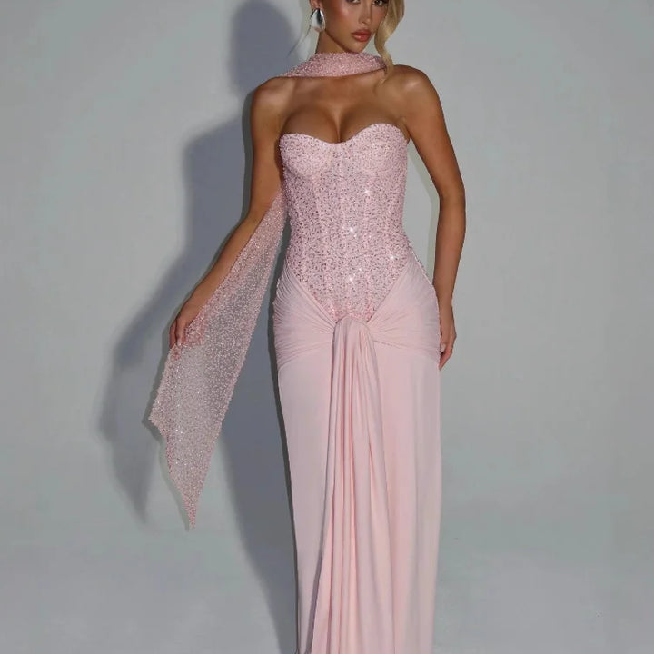 Vestido largo corset de lentejuelas Modern Dálya