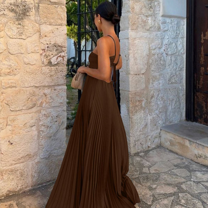 Vestido largo plisado Modern Loren elegante y sofisticado