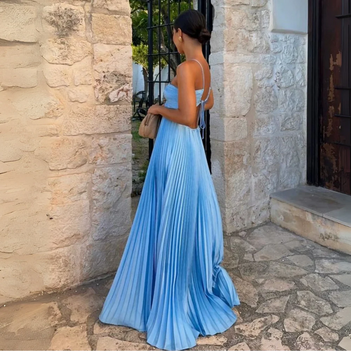 Vestido largo plisado Modern Loren elegante y sofisticado