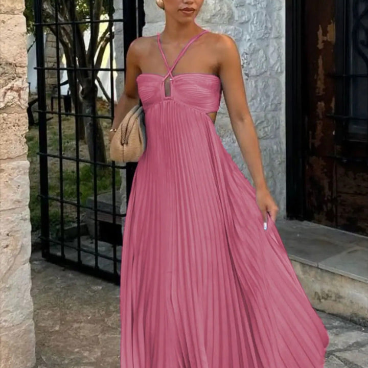 Vestido largo plisado Modern Loren elegante y sofisticado