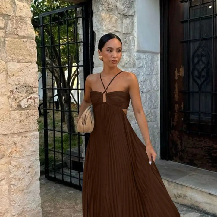 Vestido largo plisado Modern Loren elegante y sofisticado