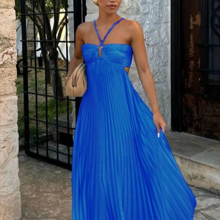 Vestido largo plisado Modern Loren elegante y sofisticado