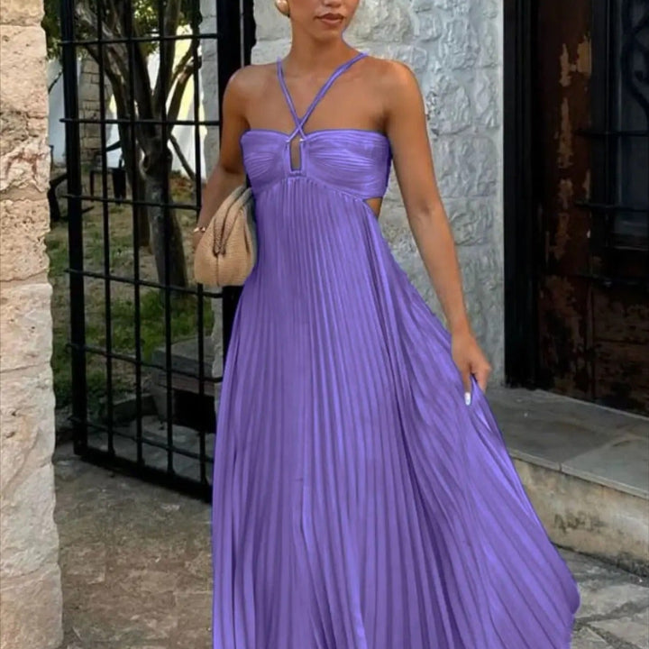 Vestido largo plisado Modern Loren elegante y sofisticado
